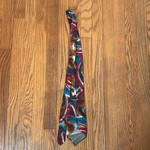 Vintage Christian Dior Abstract 100% Silk Tie - Picture 4 of 6